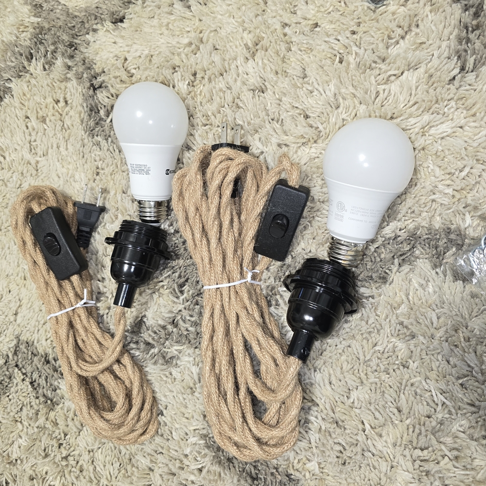 Rustic Rope Pendant Lights with Bulbs
